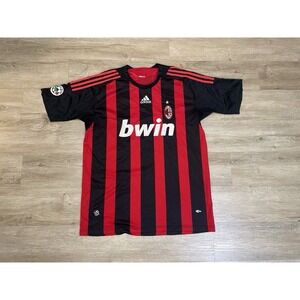 Adidas AC Milan 08/09 Mens Sz L Home Jersey Red Black Soccer Shirt